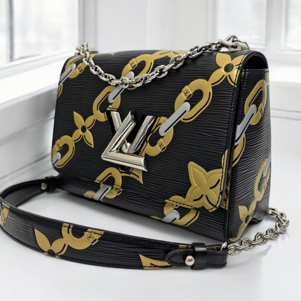 Louis Vuitton Epi Chain Flower Twist MM Black Shoulder Crossbody Bag - Picture 7 of 16